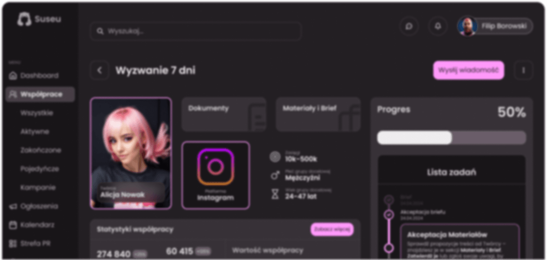 Suseu — podgląd aplikacji